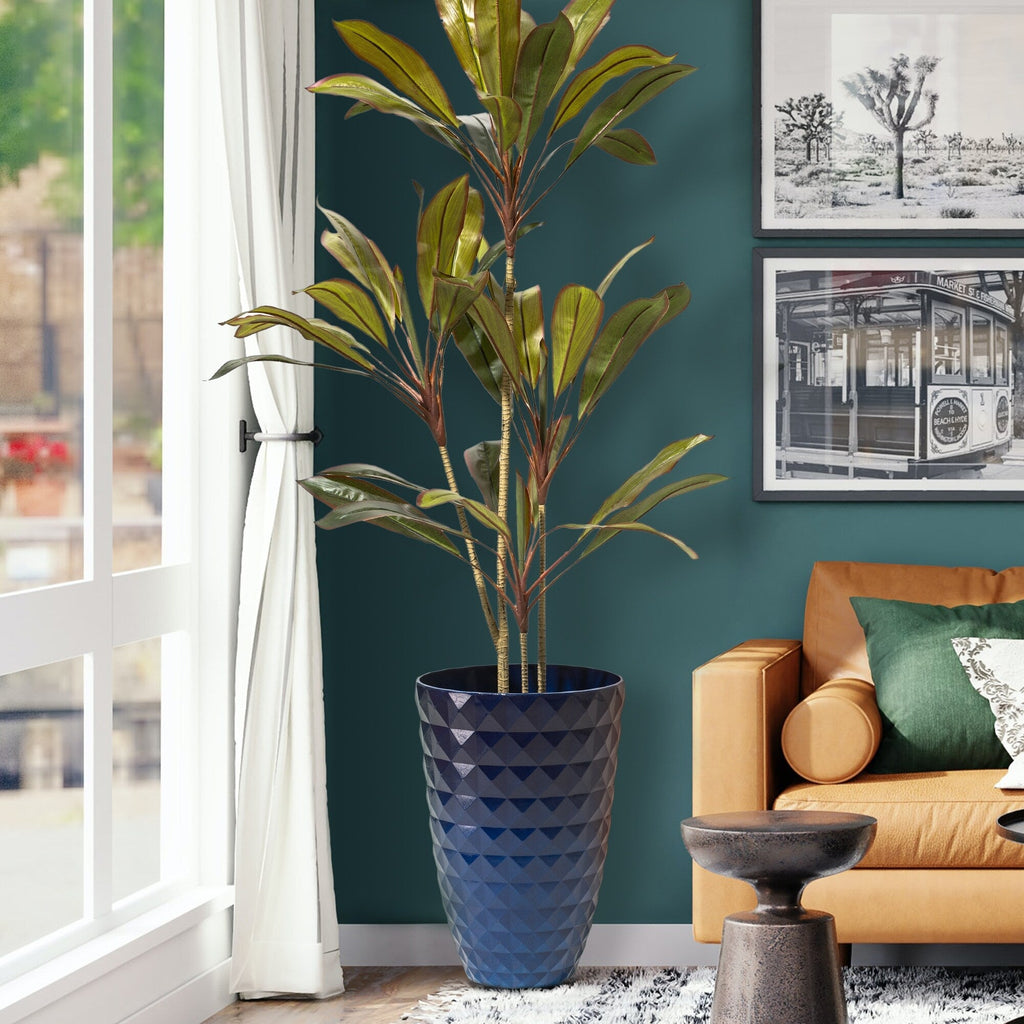 Glitzhome 19.75 H Eco-Friendly Oversized Faux Ceramic Diamond Textured Tall Planter Porch Flowerpot (Set of 2)