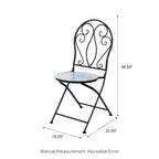 Glitzhome Outdoor Metal Folding Bistro Set 3PCS Patio Table Chairs