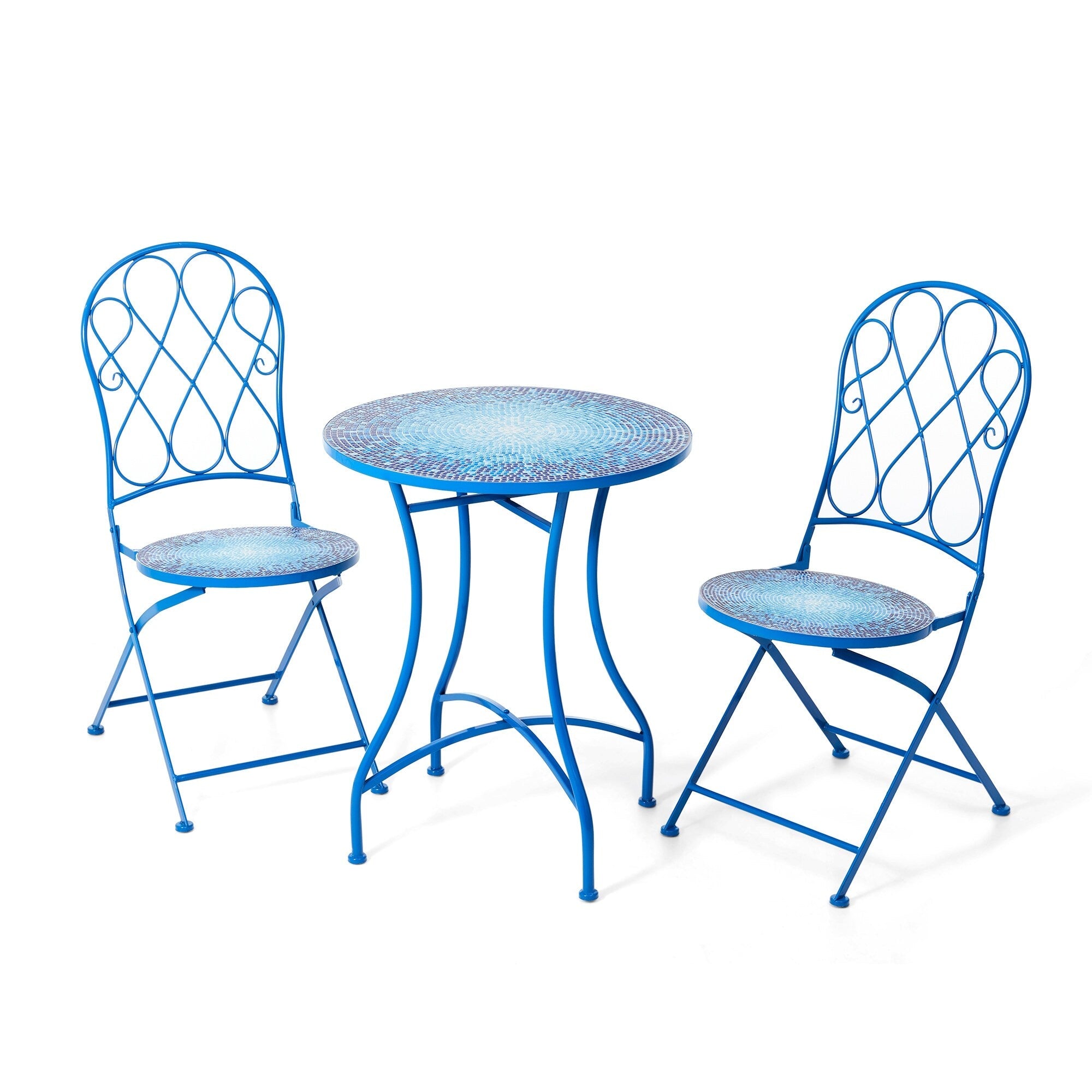 Glitzhome Outdoor Metal Folding Bistro Set 3PCS Patio Table Chairs