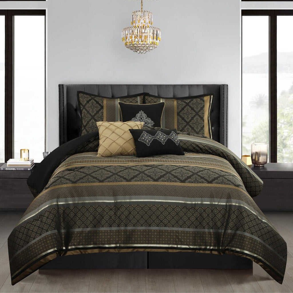 Nanshing Jensen 7 Piece Jacquard Geometric Comforter Set