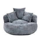 Gray Oversized 42.52 Chenille Lazy Bean Bag Single Sofa with Three Pillows for Bedroom