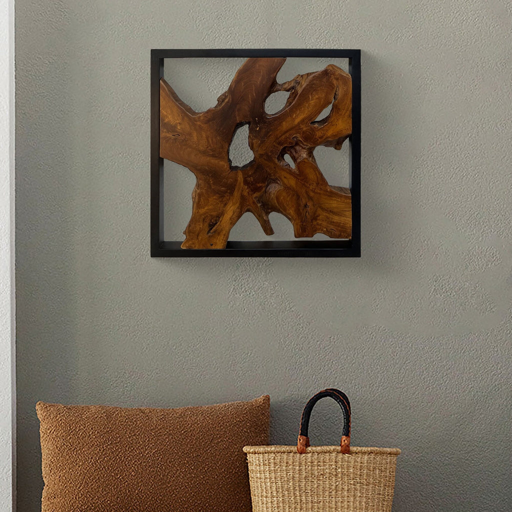 Greenage Teak Wall Decor Abstract Live Edge Wall Sculpture