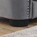 Grey 59'' Modern Velvet 2-Seater Sofa with Tufted Backrest and Nailhead Arms