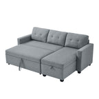 Grey 81.5'' Linen Convertible Sleeper Sofa with Reversible Storage Chaise