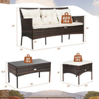 Gymax 3PCS Patio Rattan Sectional Conversation Furniture Set w/ Off - See Details