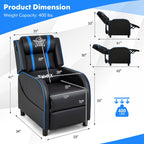 Gymax Massage Gaming Recliner Chair PU Leather Single Recliner Sofa