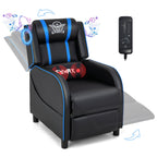 Gymax Massage Gaming Recliner Chair PU Leather Single Recliner Sofa