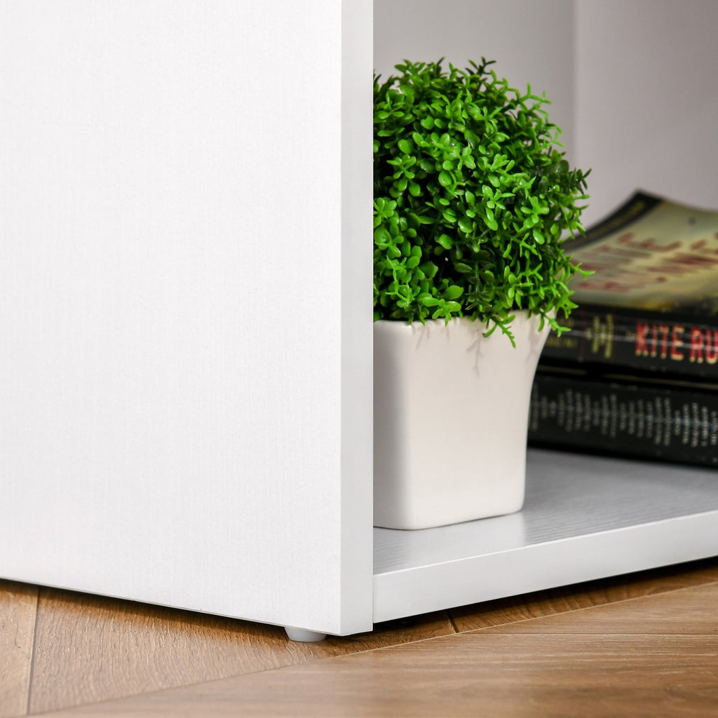 HOMCOM 47 Modern Home Office Computer Desk Bookcase Combo Writing Table Workstation with 3 Drawer and Storage Shelf - White