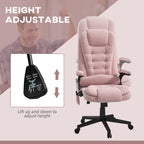 HOMCOM 6 Point Vibrating Massage Office Chair with Heat, Velvet High Back Executive Office Chair with Reclining Backrest