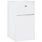 HOMCOM Double Door Mini Fridge with Freezer, 3.2 Cu.Ft Compact Refrigerator with Adjustable Shelf, Adjustable Thermostat