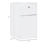 HOMCOM Double Door Mini Fridge with Freezer, 3.2 Cu.Ft Compact Refrigerator with Adjustable Shelf, Adjustable Thermostat