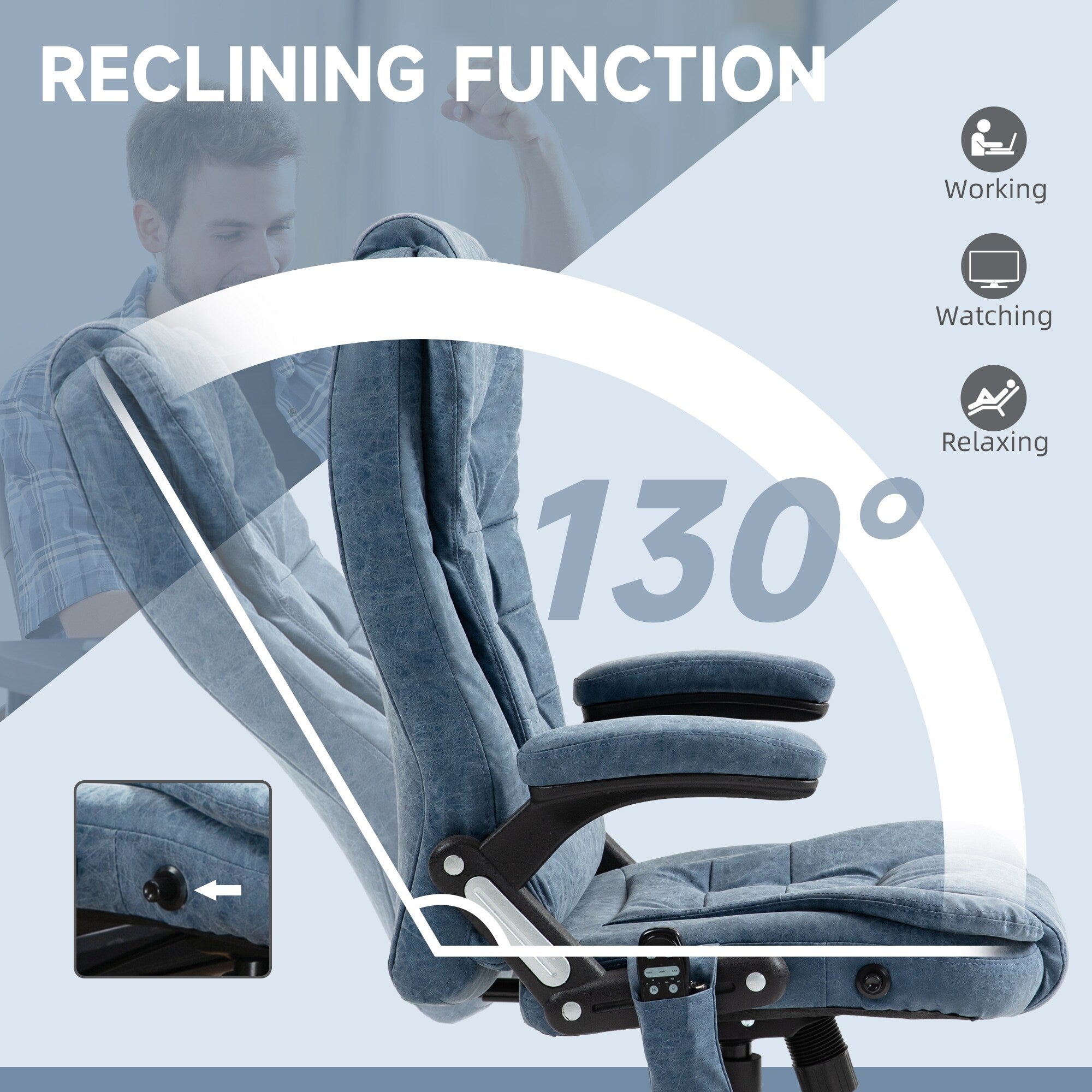 HOMCOM High Back Vibration Massage Office Chair with 6 Vibration Points, Beige