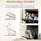 HOMCOM Shoe Cabinet for Entryway, Narrow Shoe Rack Storage Organizer with 2 Flip Drawers and Adjustable Shelves