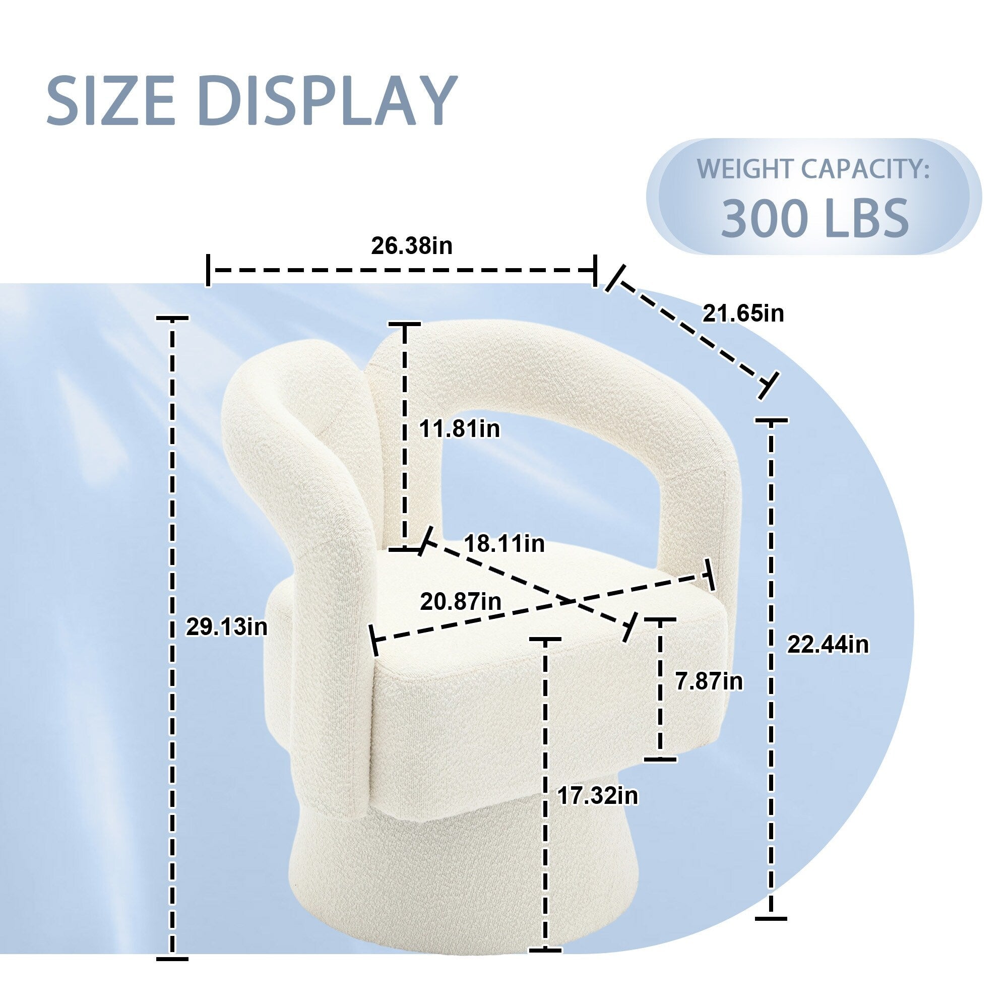 HOMEFUN Boucle Upholstered 360 Degree Swivel Cuddle Barrel Accent Chairs