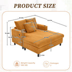 HOMEFUN Corduroy Upholstered Oversized RGB LED Light Recliner Sofa Bed with Cup Holder,USB&3 Pillows