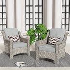HOOOWOOO 2-piece High Back Wicker Rattan Outdoor Patio Chair Set