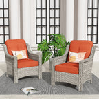HOOOWOOO 2-piece High Back Wicker Rattan Outdoor Patio Chair Set
