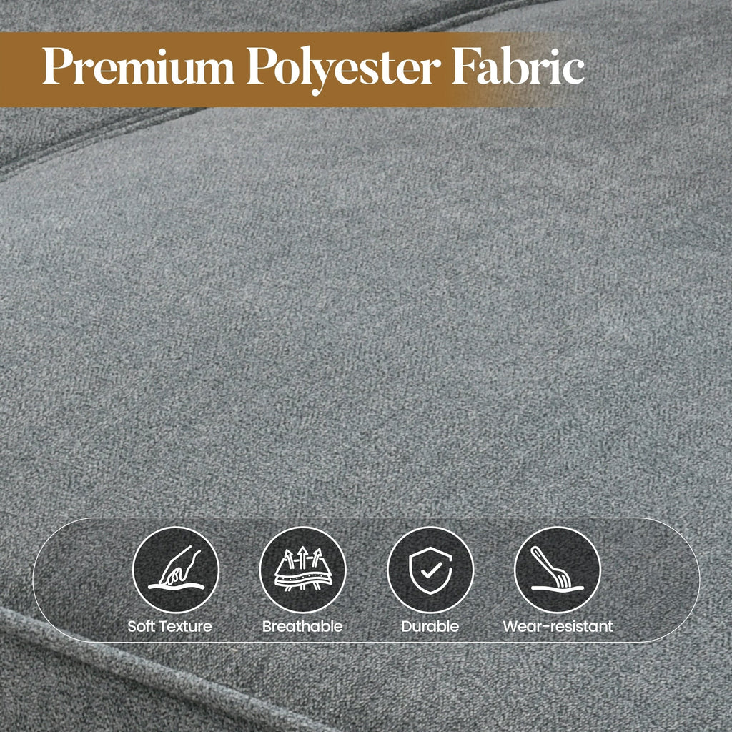 HOOOWOOO Mid-Century 3-Seat Upholstered Sofa with Wood Legs for Living Room