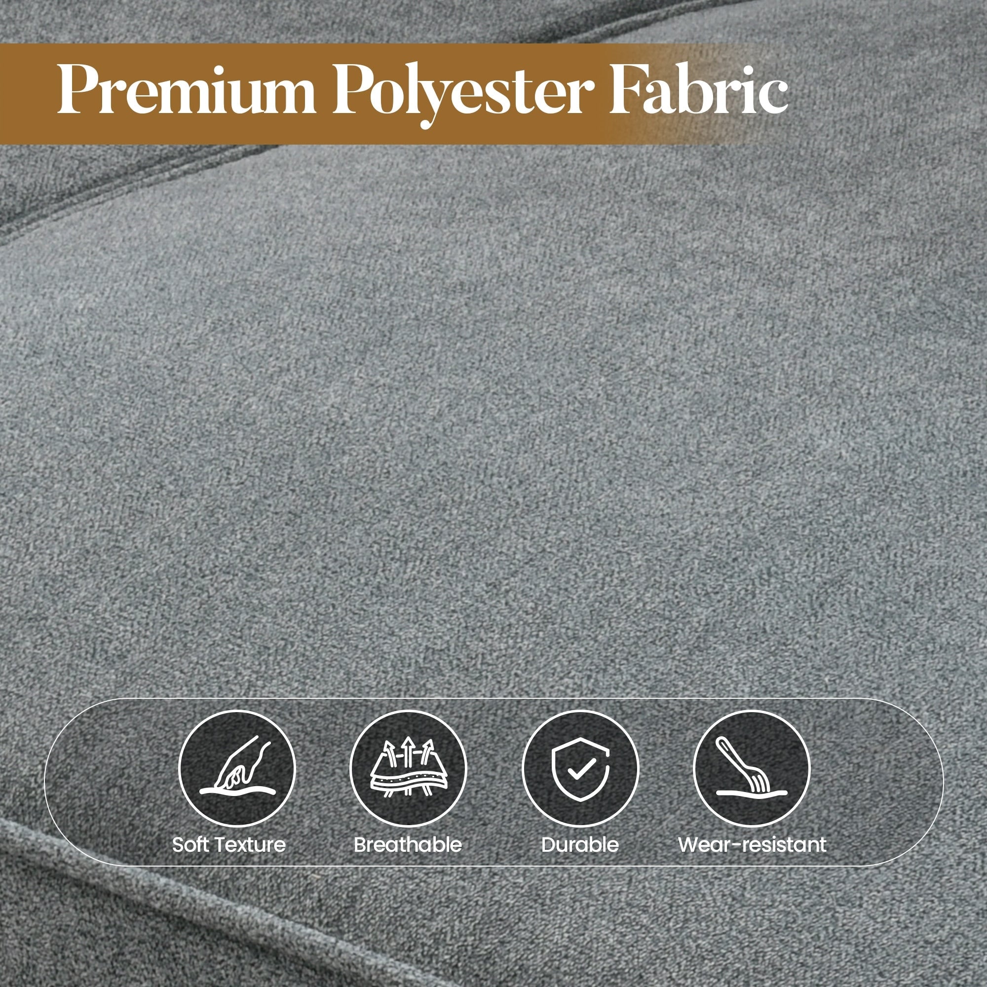 HOOOWOOO Mid-Century 3-Seat Upholstered Sofa with Wood Legs for Living Room