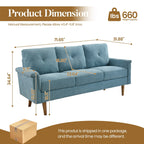 HOOOWOOO Mid-Century 3-Seat Upholstered Sofa with Wood Legs for Living Room