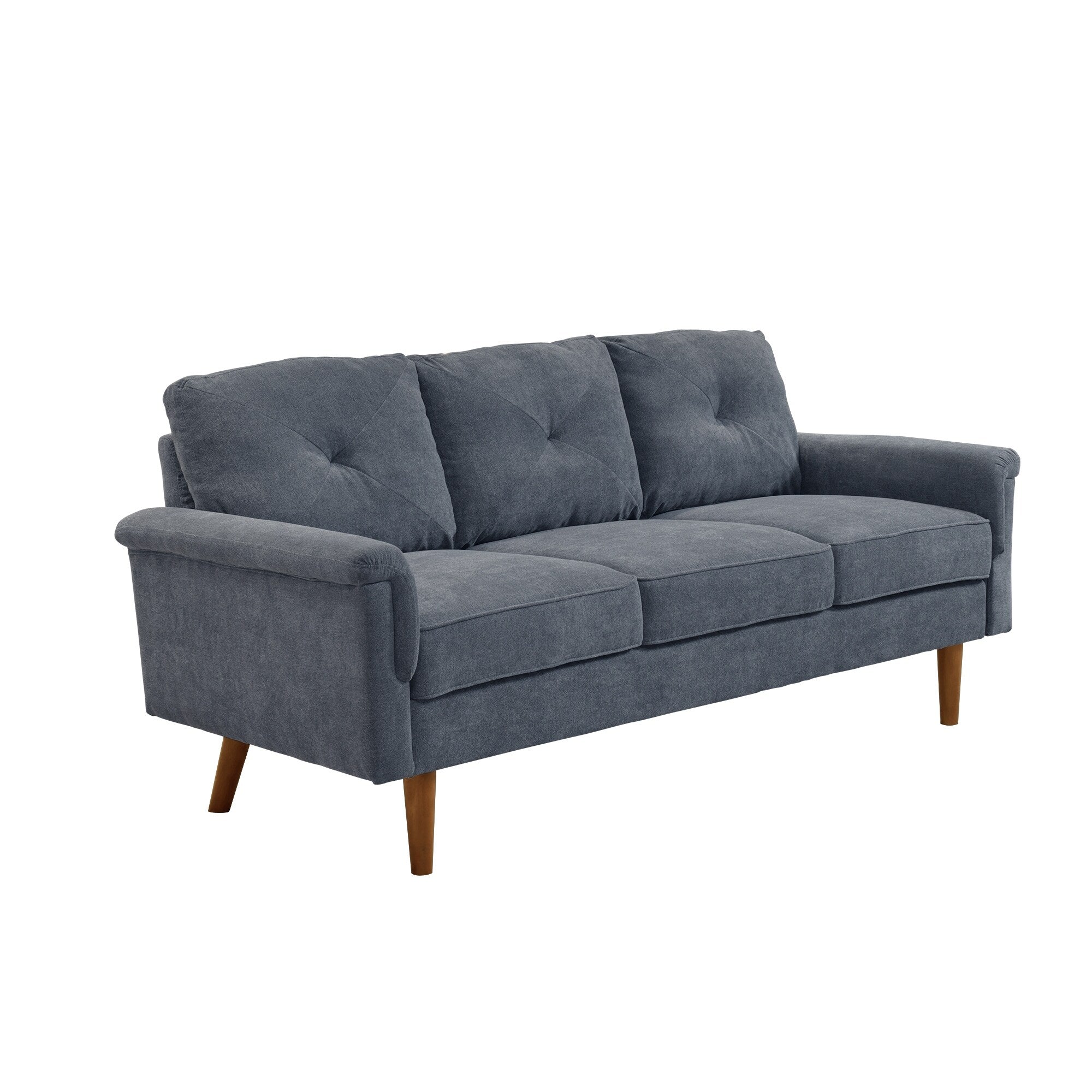 HOOOWOOO Mid-Century 3-Seat Upholstered Sofa with Wood Legs for Living Room