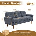 HOOOWOOO Mid-Century 3-Seat Upholstered Sofa with Wood Legs for Living Room