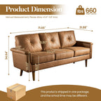 HOOOWOOO Mid-Century 3-Seat Upholstered Sofa with Wood Legs for Living Room