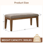 Upholstered Fabric Entryway Bench, Bedroom Bench for End of Bed Beige, Solid Wood 44-inch