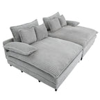 Harmonia 109 W Oversized Corduroy Sofa Bed, Deep Seat Double Lounge Chaise with 4 Pillows