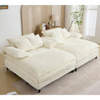 Harmonia 109 W Oversized Corduroy Sofa Bed, Deep Seat Double Lounge Chaise with 4 Pillows