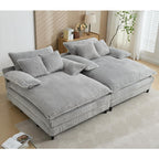 Harmonia 109 W Oversized Corduroy Sofa Bed, Deep Seat Double Lounge Chaise with 4 Pillows
