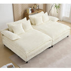 Harmonia 109 W Oversized Corduroy Sofa Bed, Deep Seat Double Lounge Chaise with 4 Pillows