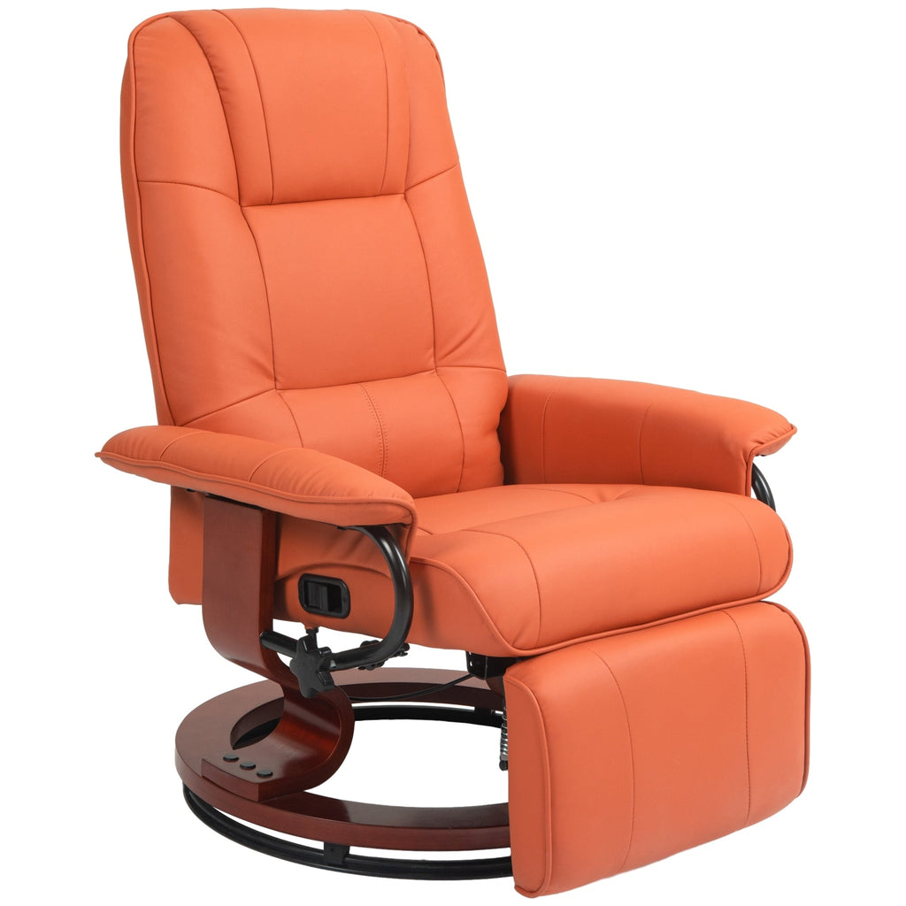 HomCom Faux Leather Adjustable Manual Swivel Base Recliner Chair with Comfortable and Relaxing Footrest