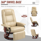 HomCom Faux Leather Adjustable Manual Swivel Base Recliner Chair with Comfortable and Relaxing Footrest