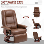 HomCom Faux Leather Adjustable Manual Swivel Base Recliner Chair with Comfortable and Relaxing Footrest