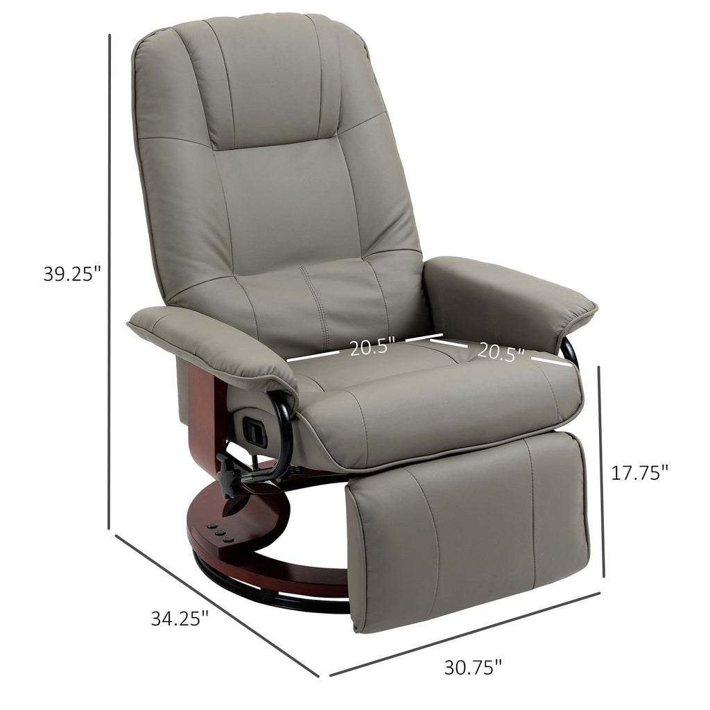 HomCom Faux Leather Adjustable Manual Swivel Base Recliner Chair with Comfortable and Relaxing Footrest