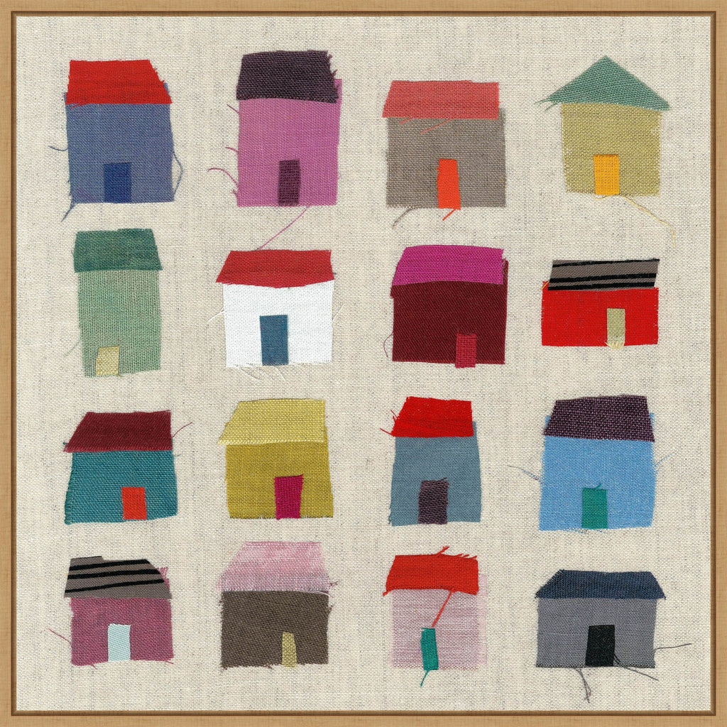 Houses by Jenny Frean Framed Canvas Wall Art Print - Sylvie Maple
