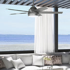 Hunter 52 Skyflow Outdoor Ceiling Fan w/ LED Light Kit, Wall Control - Coastal Modern Contemporary - WeatherMax - WET-RATED!
