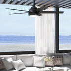 Hunter 52 Skyflow Outdoor Ceiling Fan w/ LED Light Kit, Wall Control - Coastal Modern Contemporary - WeatherMax - WET-RATED!