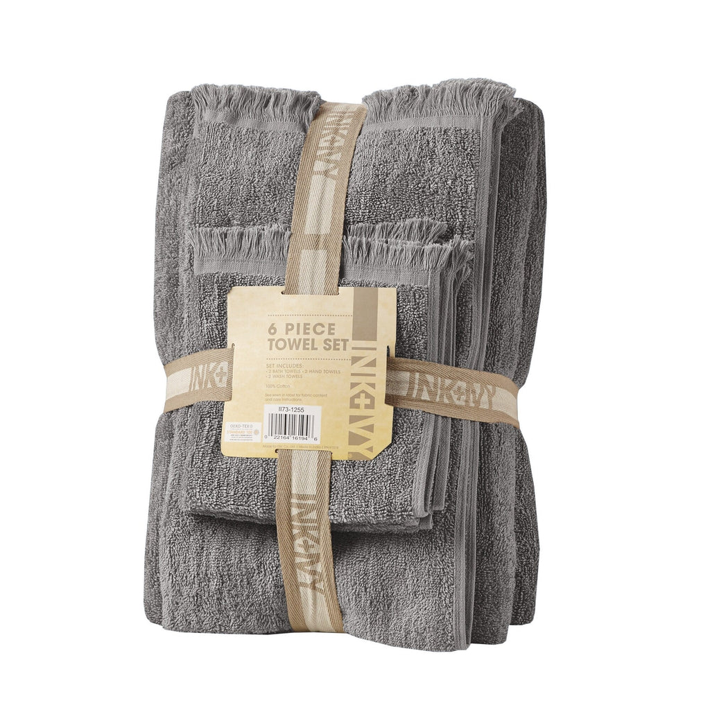 INK+IVY Atlas Cotton Dobby Slub 6 Piece Towel Set