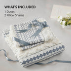 INK+IVY Imani Cotton Printed Duvet Cover Set with Chenille