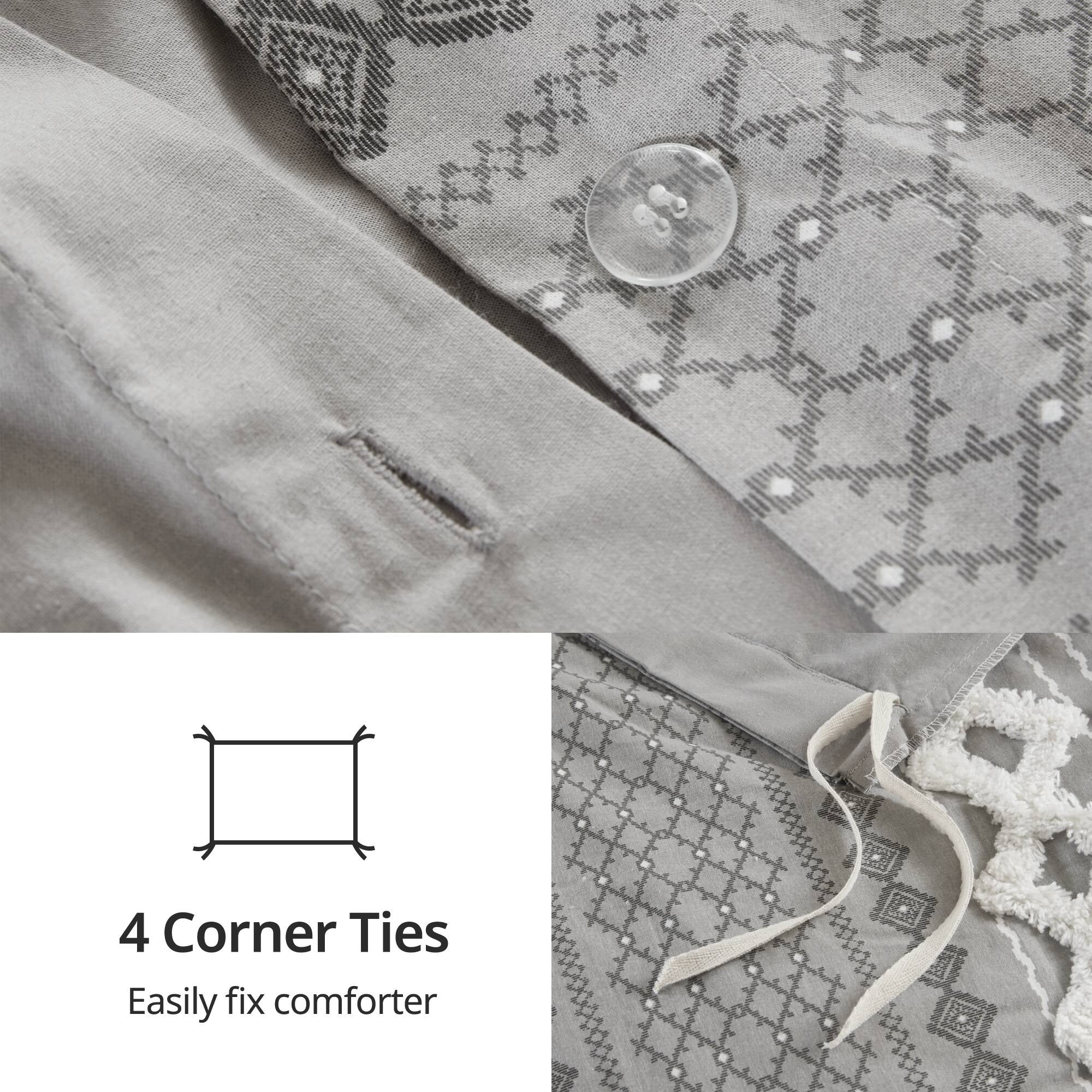 INK+IVY Imani Cotton Printed Duvet Cover Set with Chenille