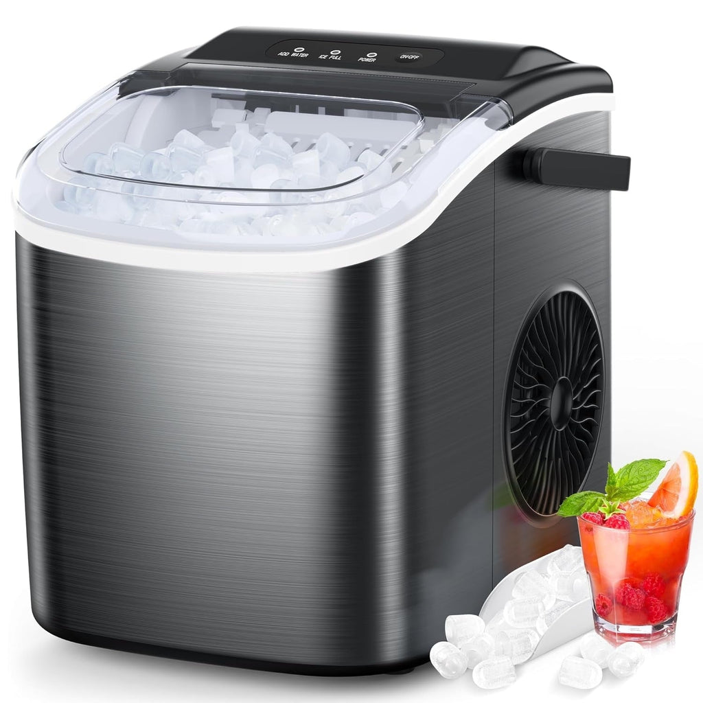 Ice Makers Countertop, Portable Ice Maker Machine with Handle, Self-Cleaning Ice Maker, for Home/Office/Kitchen