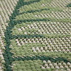 In- & Outdoor Rug Tropical Palm Leaf Design for Patio in Green Beige