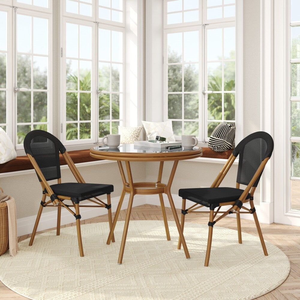 Indoor/Outdoor Commercial Bistro Set with Table and Two Chairs