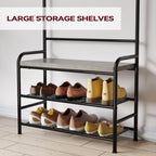 Industrial Entryway Coat Rack with Shoe Bench 3-in-1 Functional Hall Tree