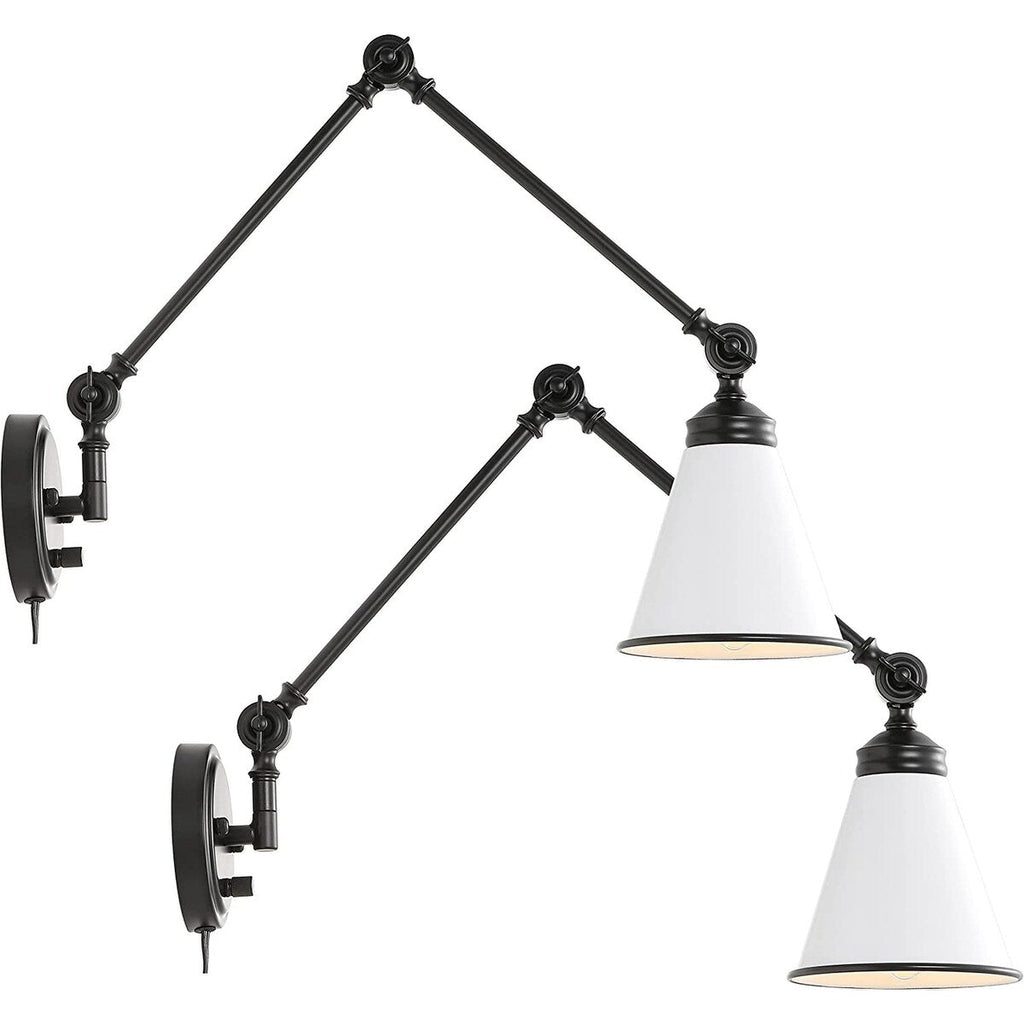 WINGBO Industrial Swing Arm Wall Sconce with Metal Shade,2-Pack...