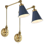 WINGBO Industrial Swing Arm Wall Sconce with Metal Shade,2-Pack...