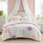 Intelligent Design Kids Madeline Floral Reversible Tufted Chenille Duvet Cover Set