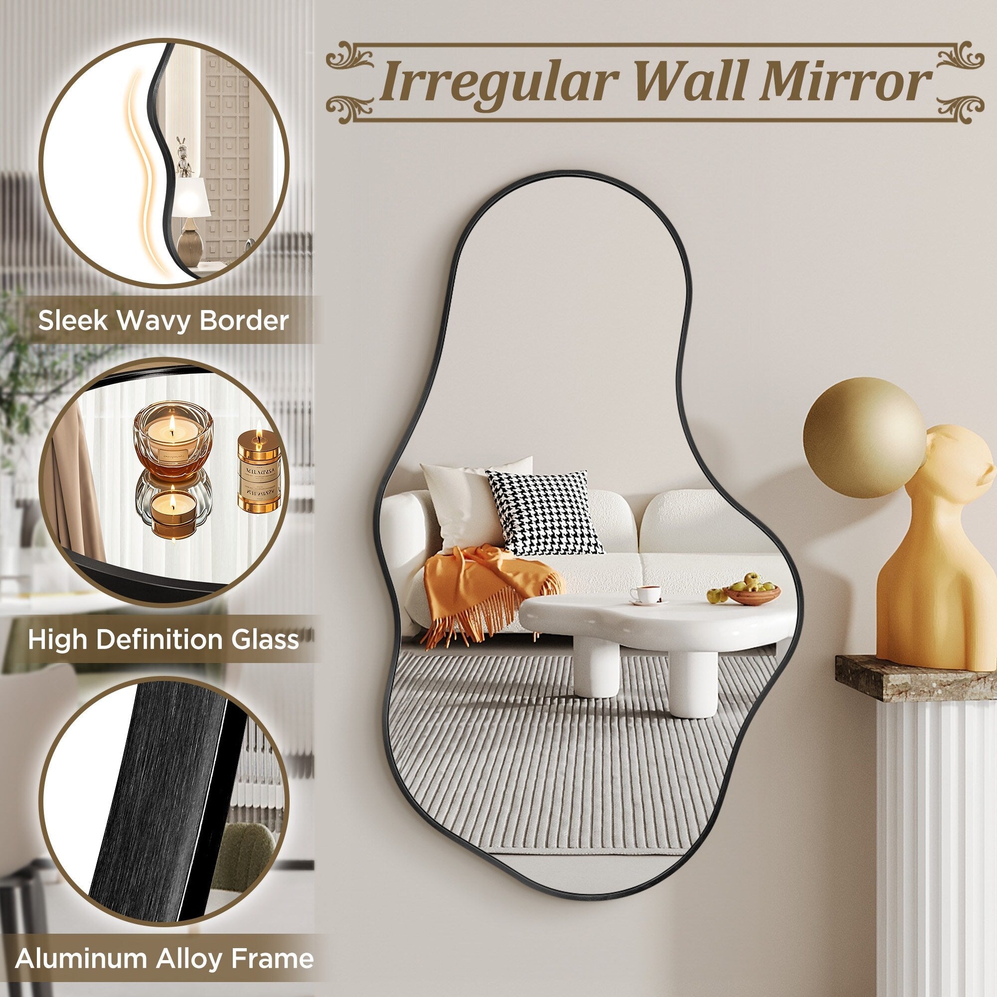 Irregular Wall Mirror Decorative Asymmetrical Wall Mirror